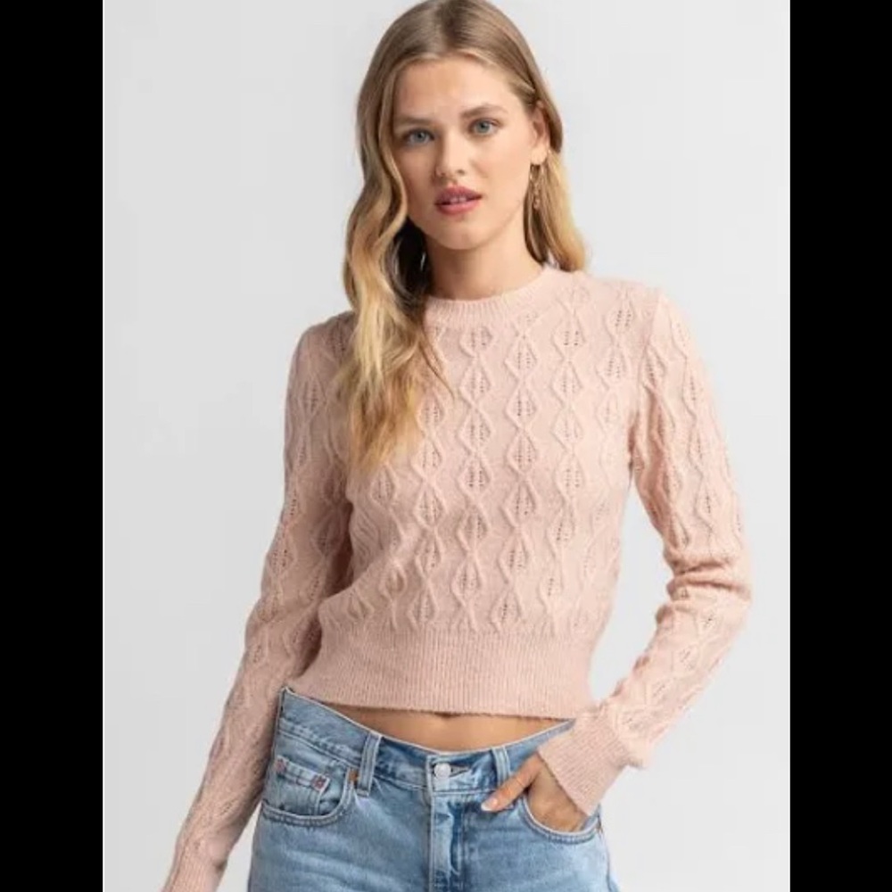 Tillys ELODIE Pointelle Rose Sweater